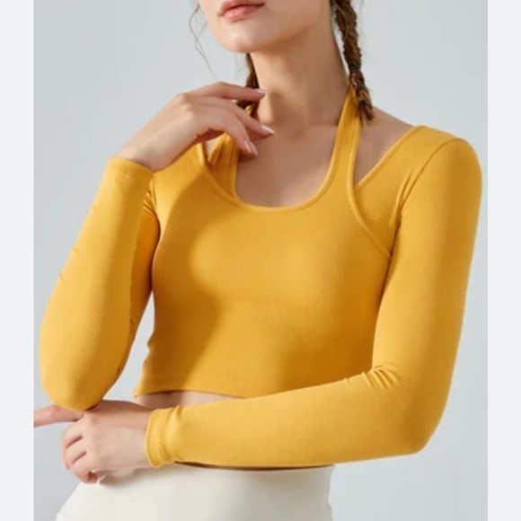 Bershka Fitted Long Sleeve Shirt Yellow - Picture 5 of 8